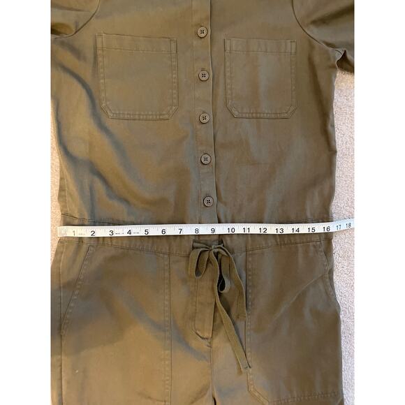Aerie Jumpsuit Boiler Suit Size XS Army Green Long Sleeve Ruffle Collar Gorpcore - Picture 9 of 11